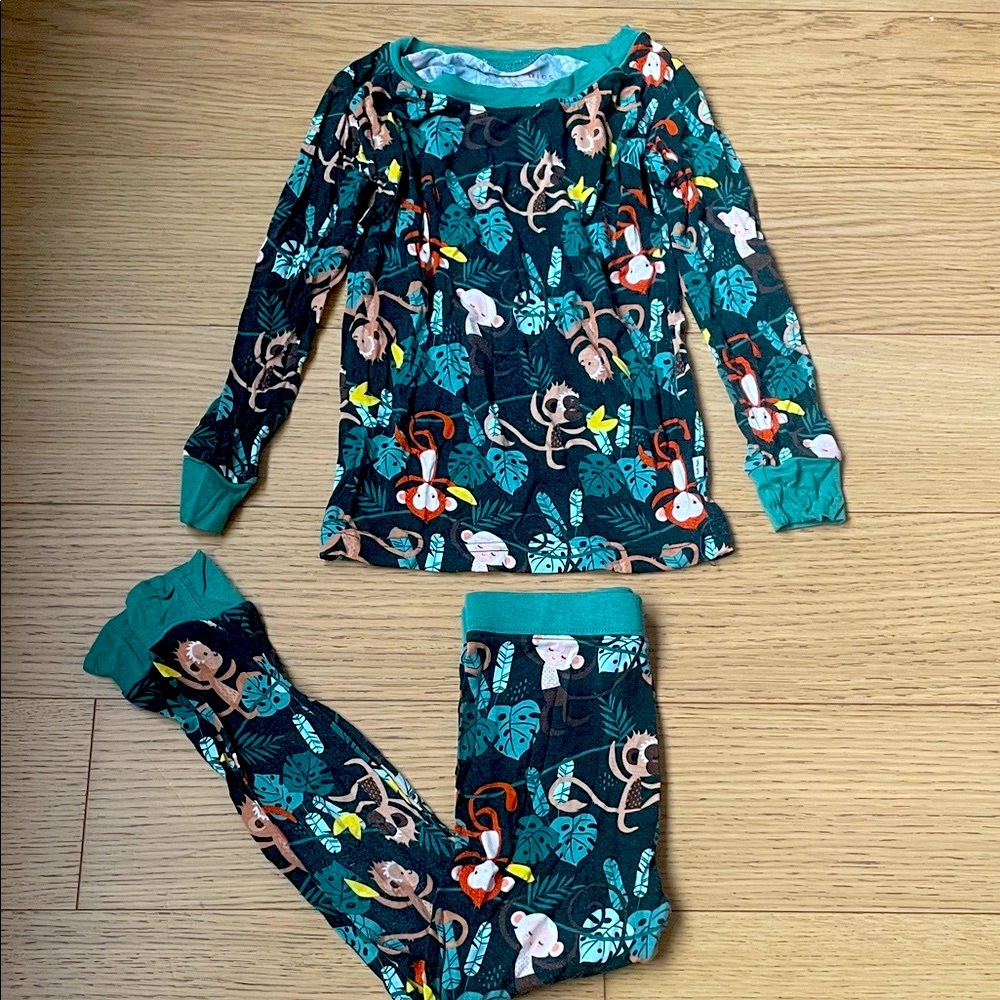 Little Sleepies Jungle Monkey Print Kids Pajama Set Sz 3T!